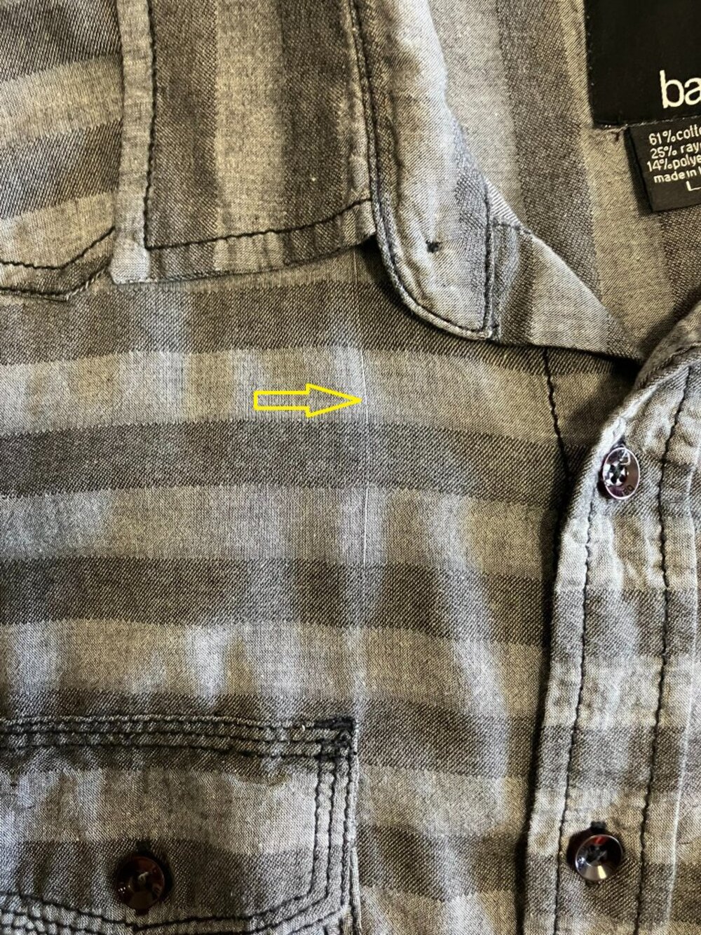 Bar III Men's Long Sleeve Button-Up Shirt - Grey Horizontal Stripe - Size Large - Picture 12 of 12